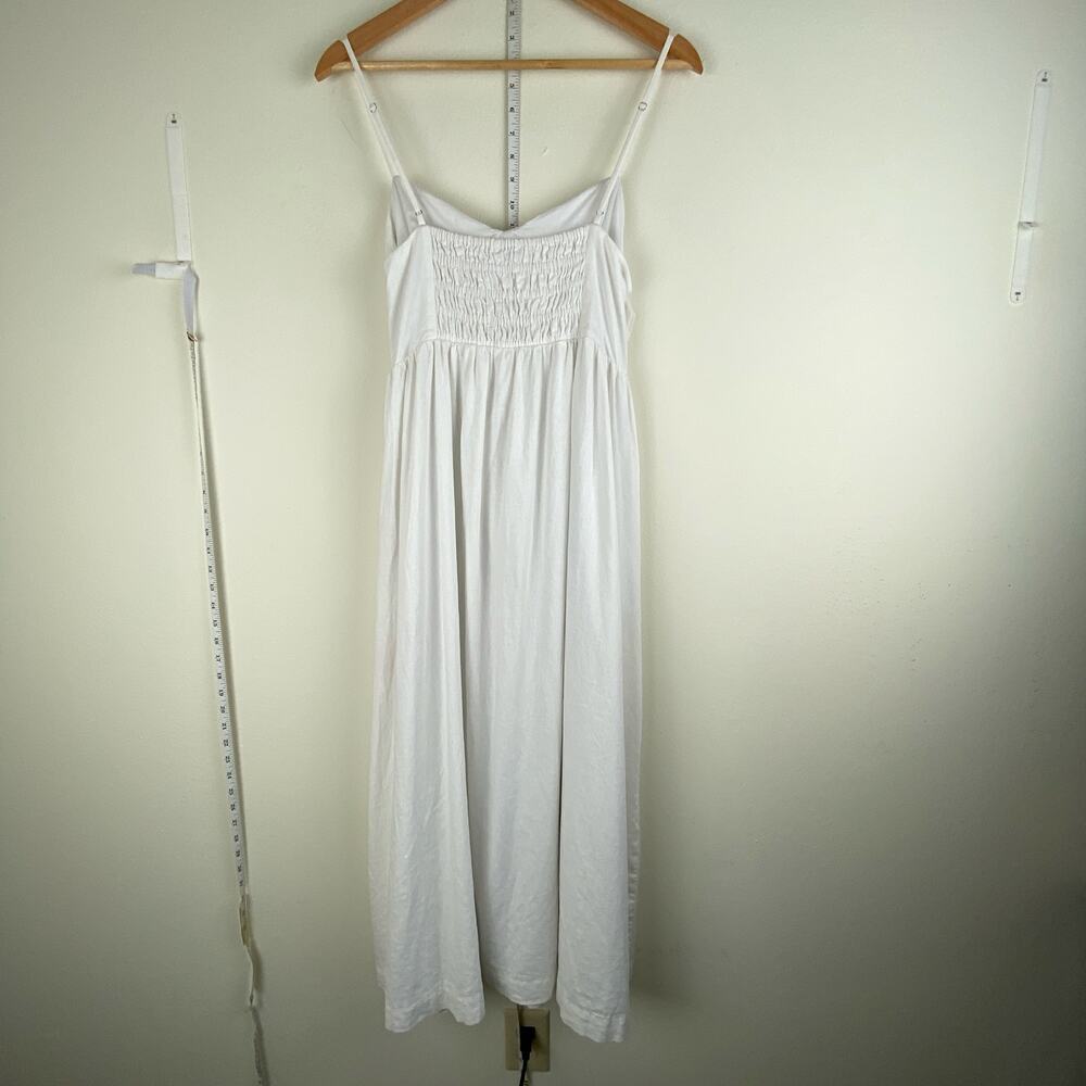 Madewell White Linen Blend Midi Dress Sweetheart Cutout Tie Back 10 - Picture 10 of 16